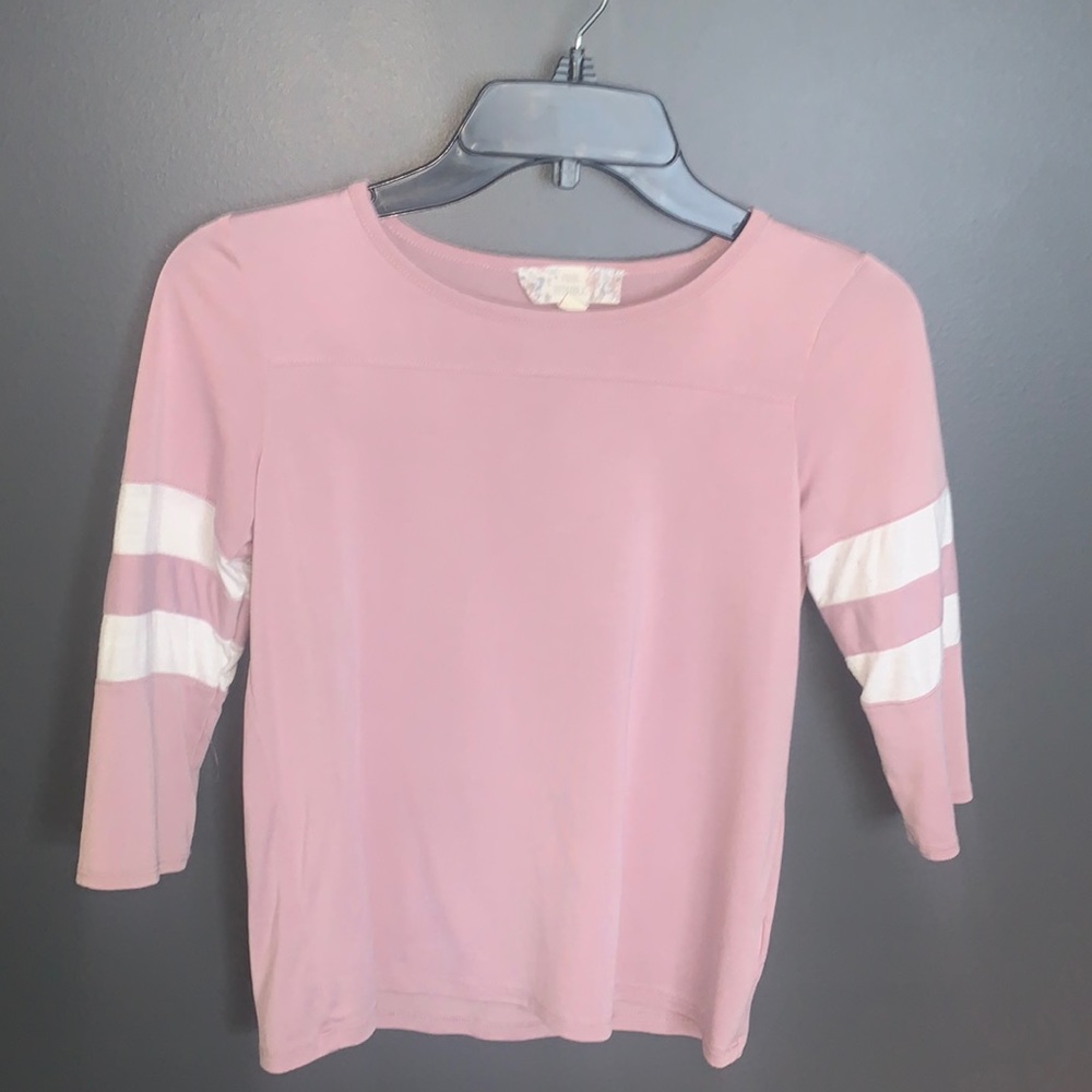Pink republic pink and white shirt with quarter length sleeves